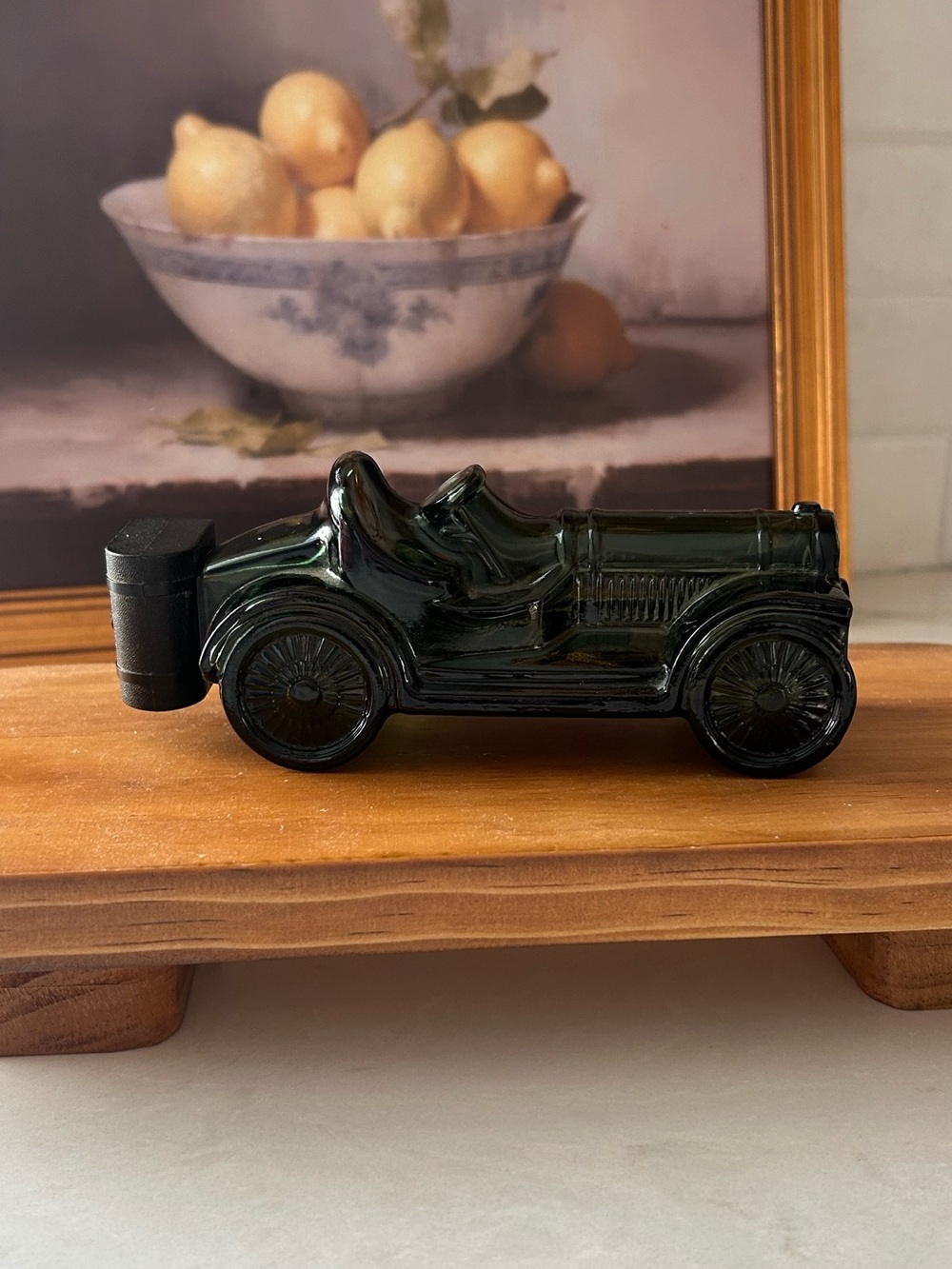Vintage Avon Straight Eight Island Lime After Shave Green Glass Car Decanter
